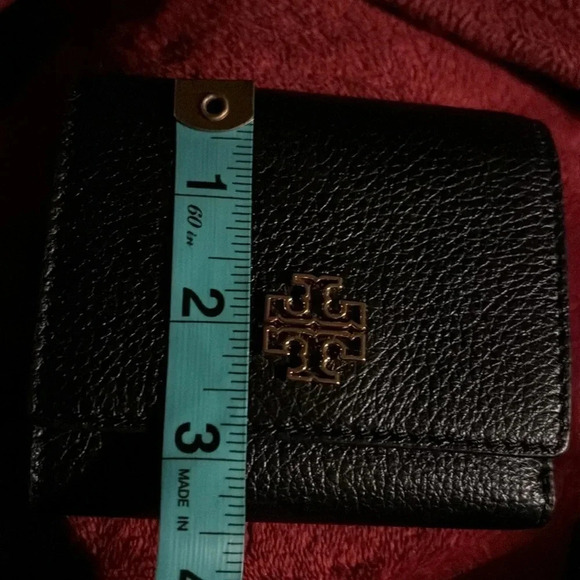 Tory Burch Trifold Compact Wallet in Black Pebbled Leather - Picture 10 of 16